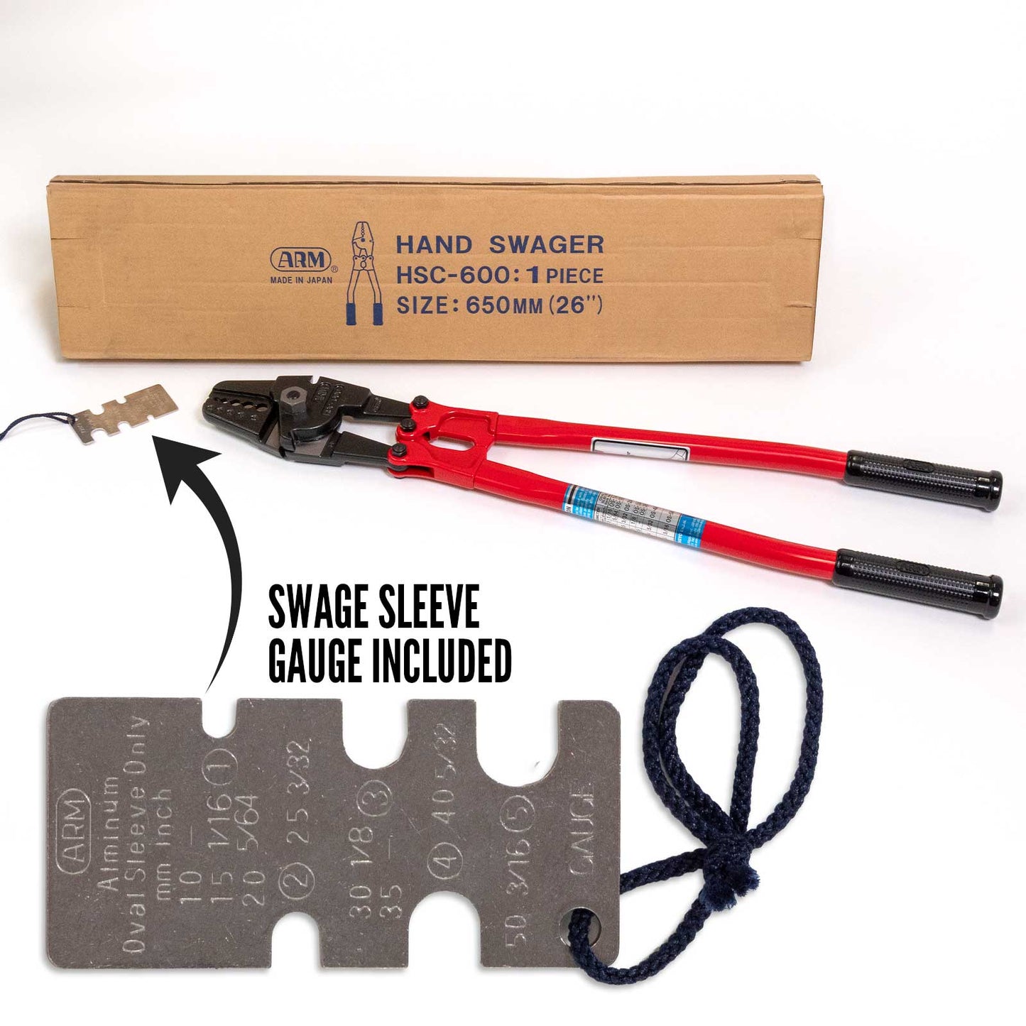 HSC-600 5-Cavity Cable Swaging Tool with Cutter | For 1/16"-3/16" Aluminum Sleeves