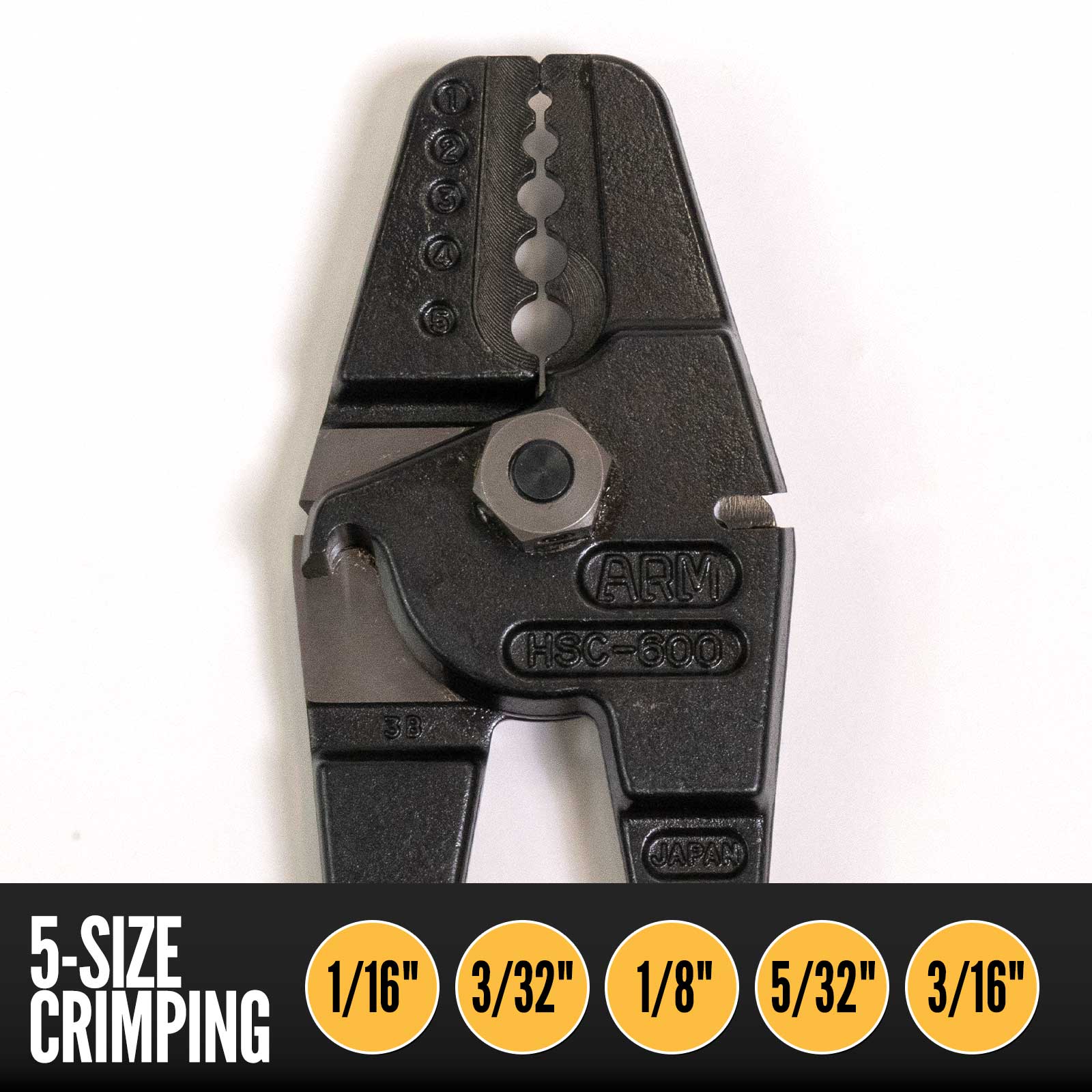 Cable Swaging Machine HSC-600 5-Cavity Cable Swaging Tool with Cutter | For 1/16