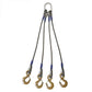 Wire Rope Sling - 4 Leg Bridle w/ Eye Hooks - 1" x 16' - Domestic