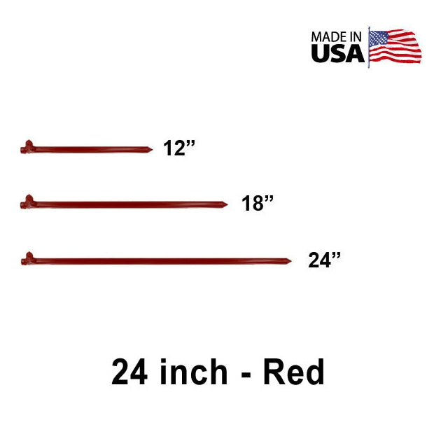 5/8" x  24" Tent Stake - Hot Forged Tent Pin - Red