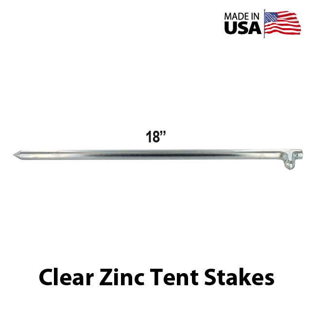 5/8" x  18" Tent Stake - Hot Forged Tent Pin - Clear Zinc Plated