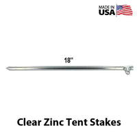 5/8" x  18" Tent Stake - Hot Forged Tent Pin - Clear Zinc Plated