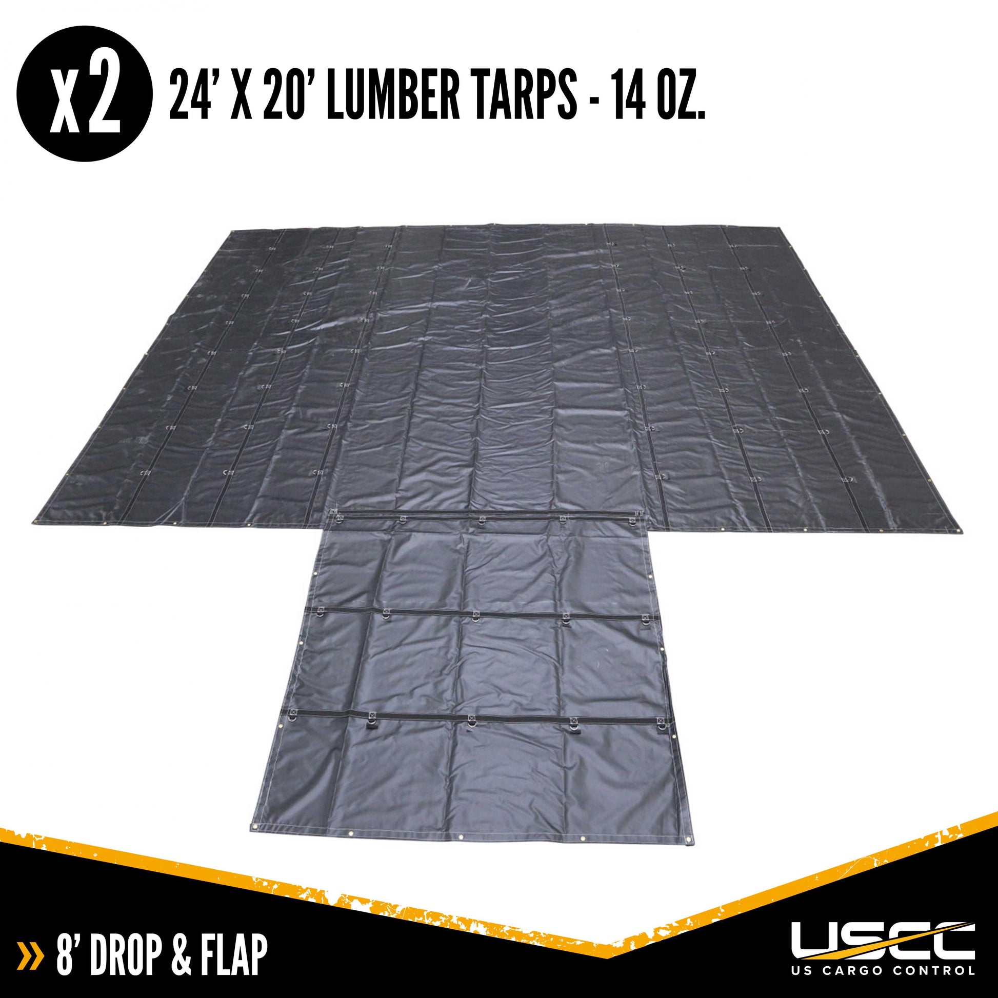 14 oz 3 Pc Lumber Tarp Ends 24 foot x 20 foot (8 foot Drop) Mid 24 foot x 18 foot Black image 2 of 10