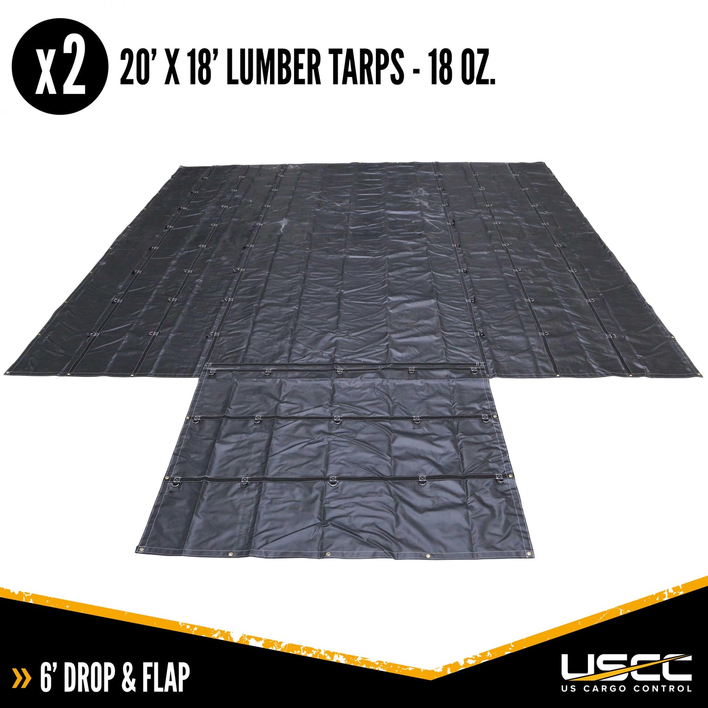 18 oz 3 Piece Lumber Tarp 20 foot x 18 foot (6 foot Drop) for all 3 pieces Black image 2 of 10