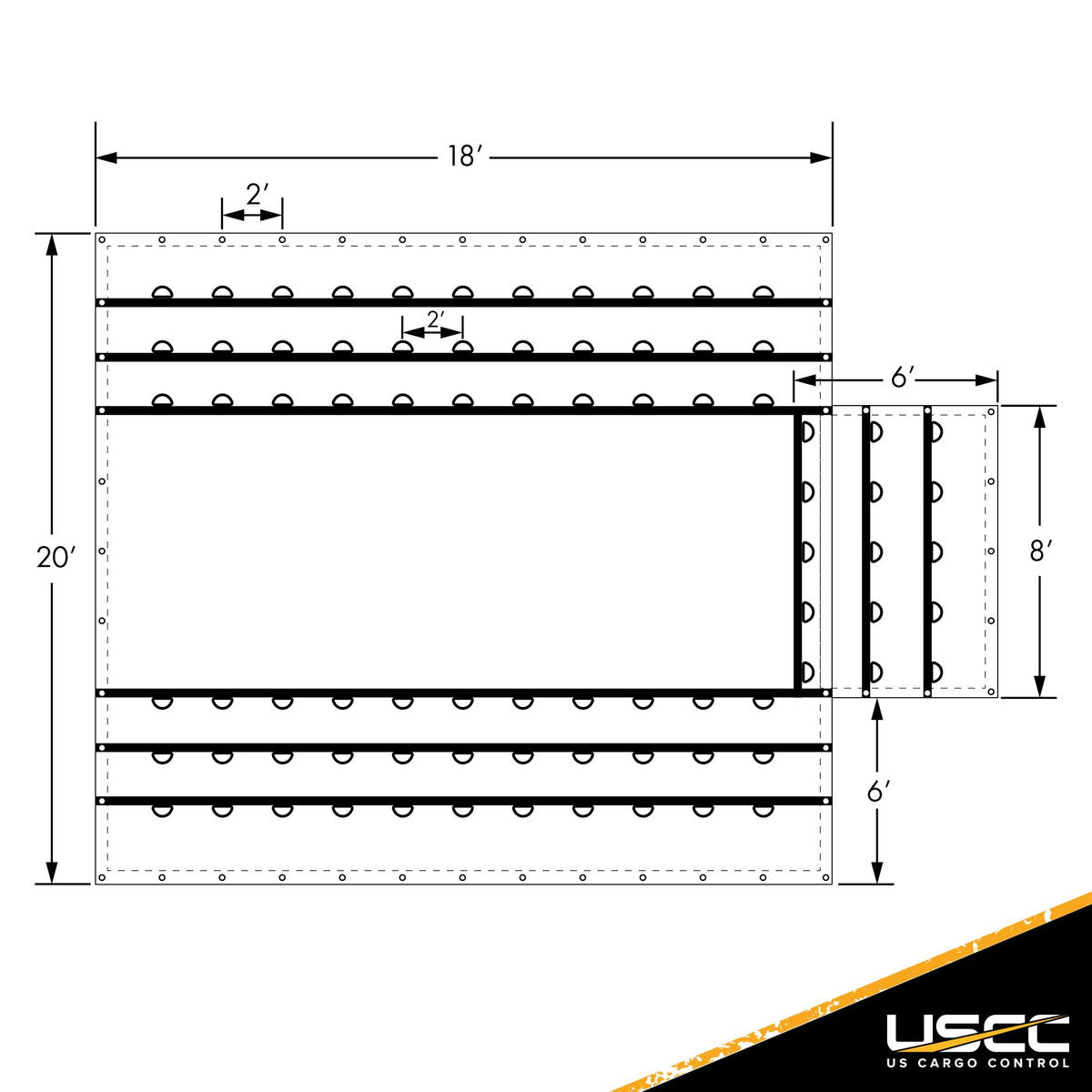 18 oz 3 Piece Lumber Tarp 20 foot x 18 foot (6 foot Drop) for all 3 pieces Black image 5 of 10