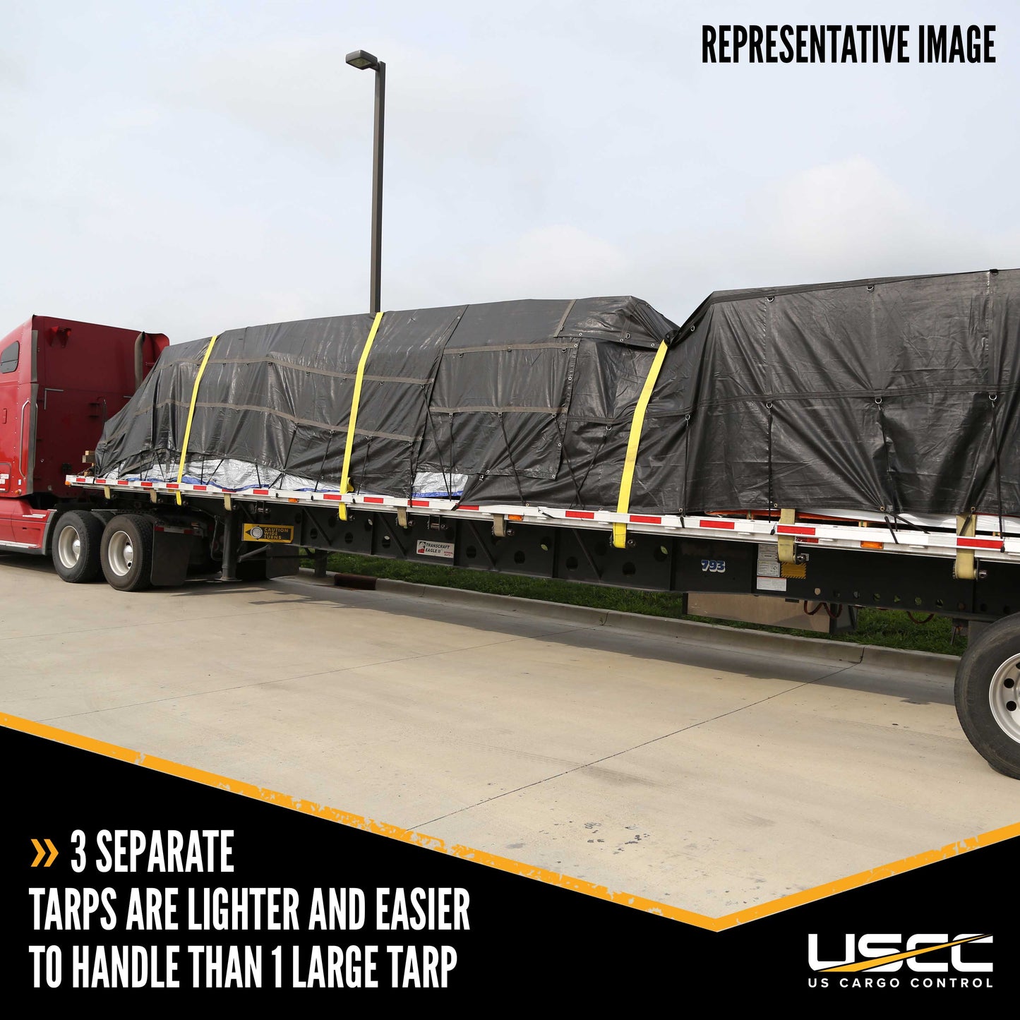 18 oz 3 Piece Lumber Tarp 20 foot x 18 foot (6 foot Drop) for all 3 pieces Black image 9 of 10