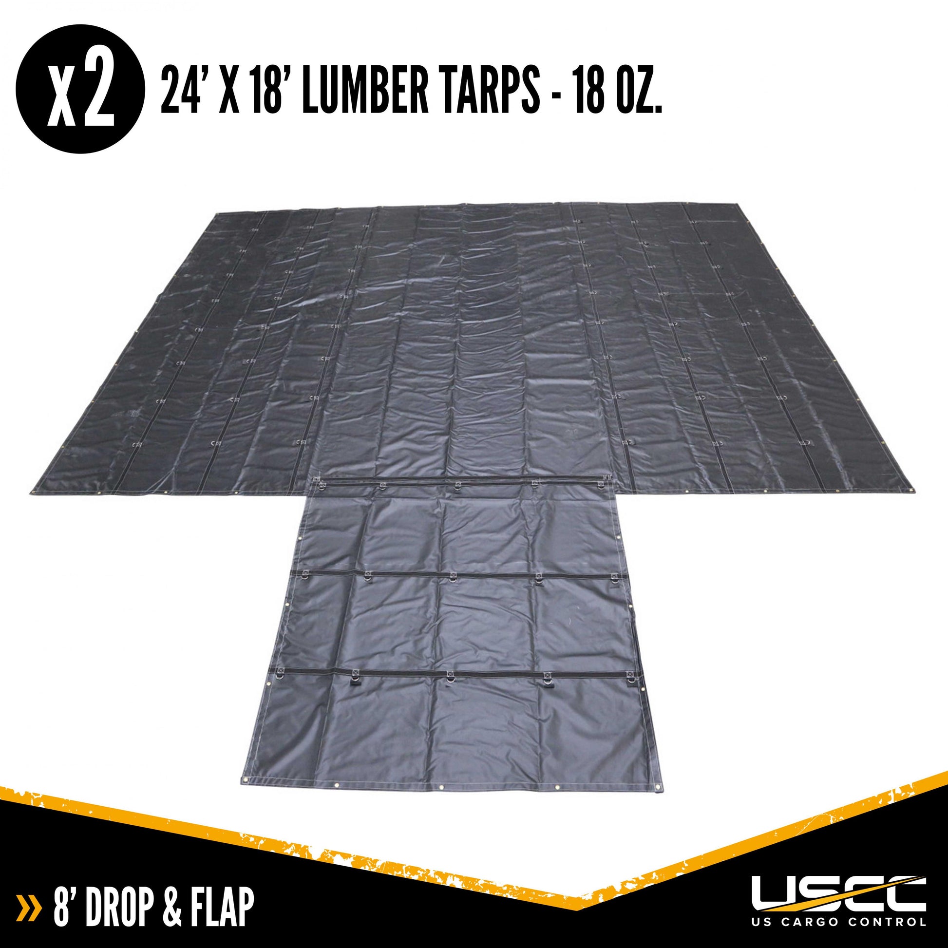 18 oz 3 Piece Lumber Tarp 24 foot x 18 foot (8 foot Drop) for all 3 pieces Black image 2 of 10