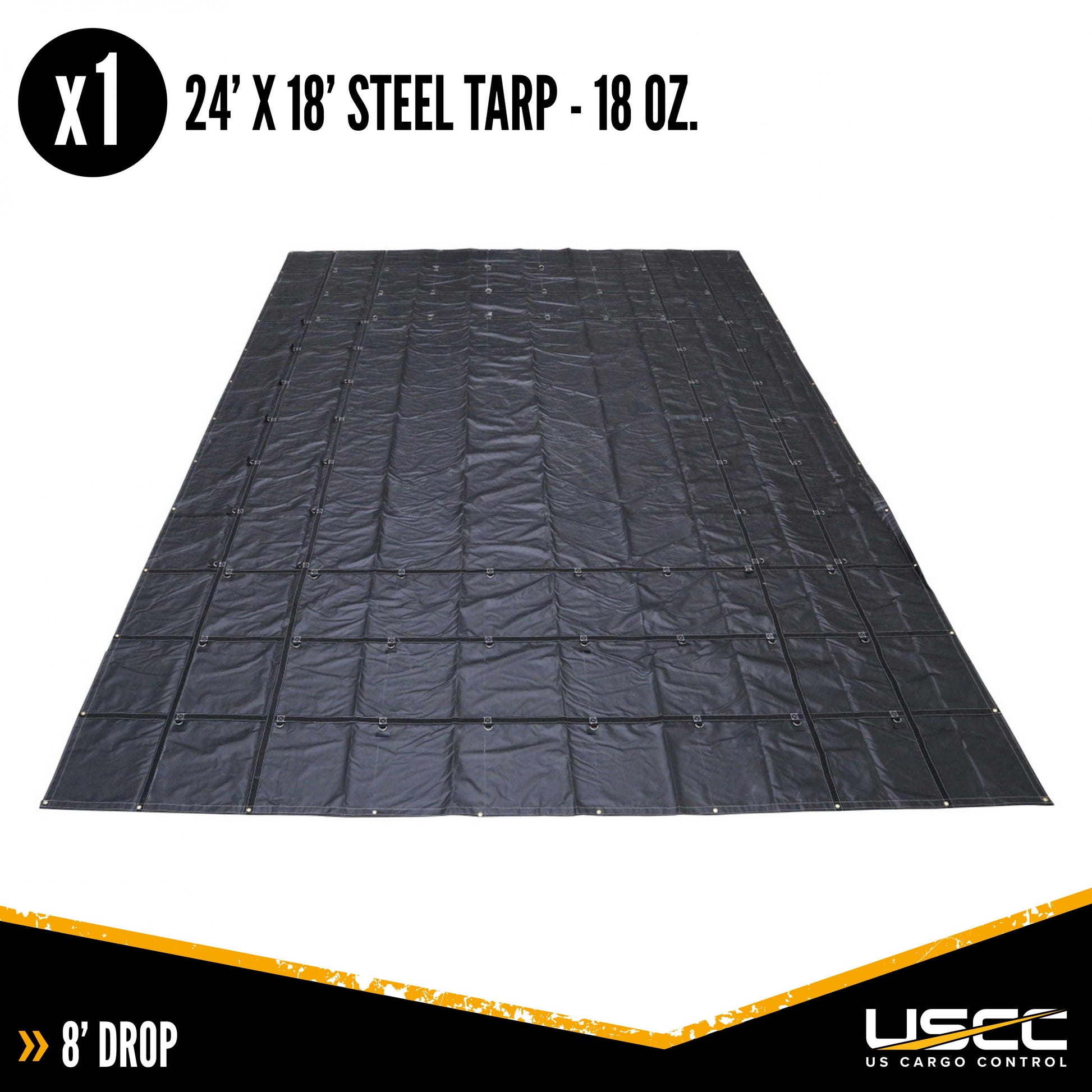 18 oz 3 Piece Lumber Tarp 24 foot x 18 foot (8 foot Drop) for all 3 pieces Black image 3 of 10