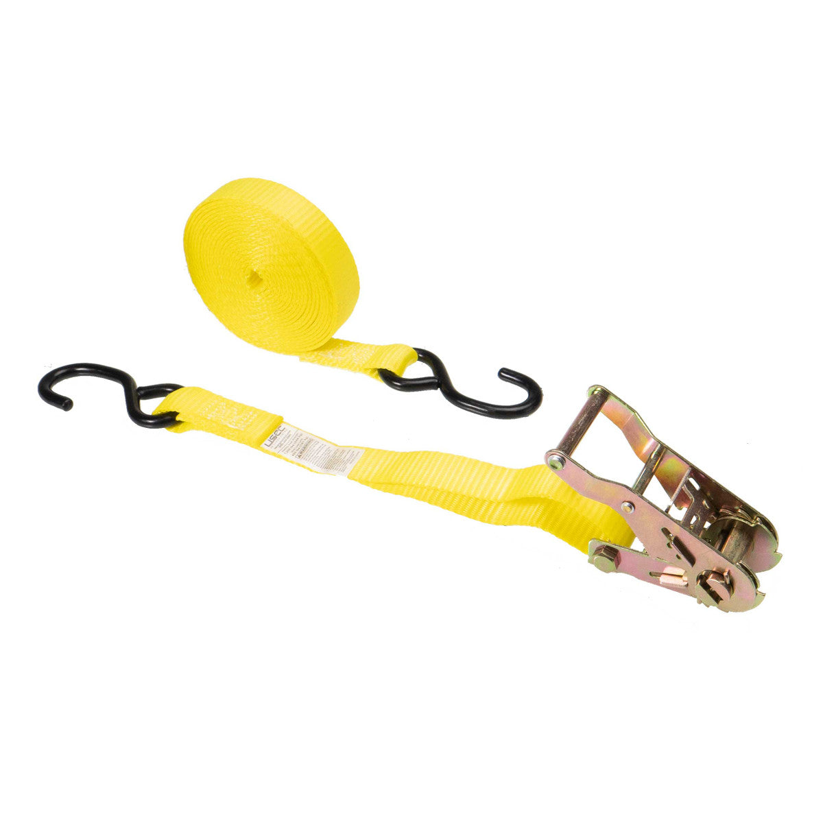 1 x 15' Cambuckle Strap with Safety Latch S-Hooks — Ratchet Straps USA