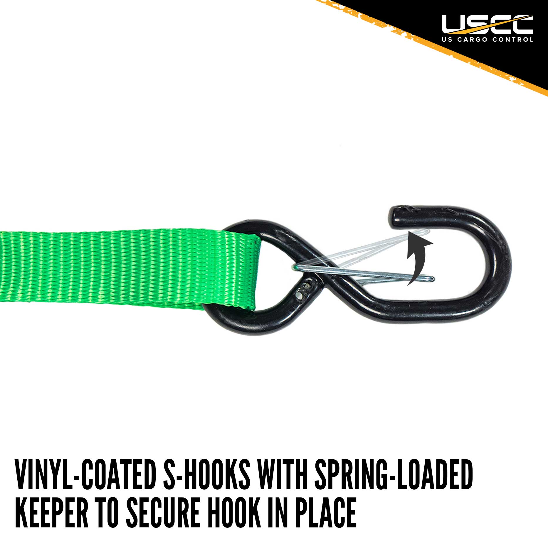 1" x 10' Green Ratchet Strap w/ S-Hook and Keeper