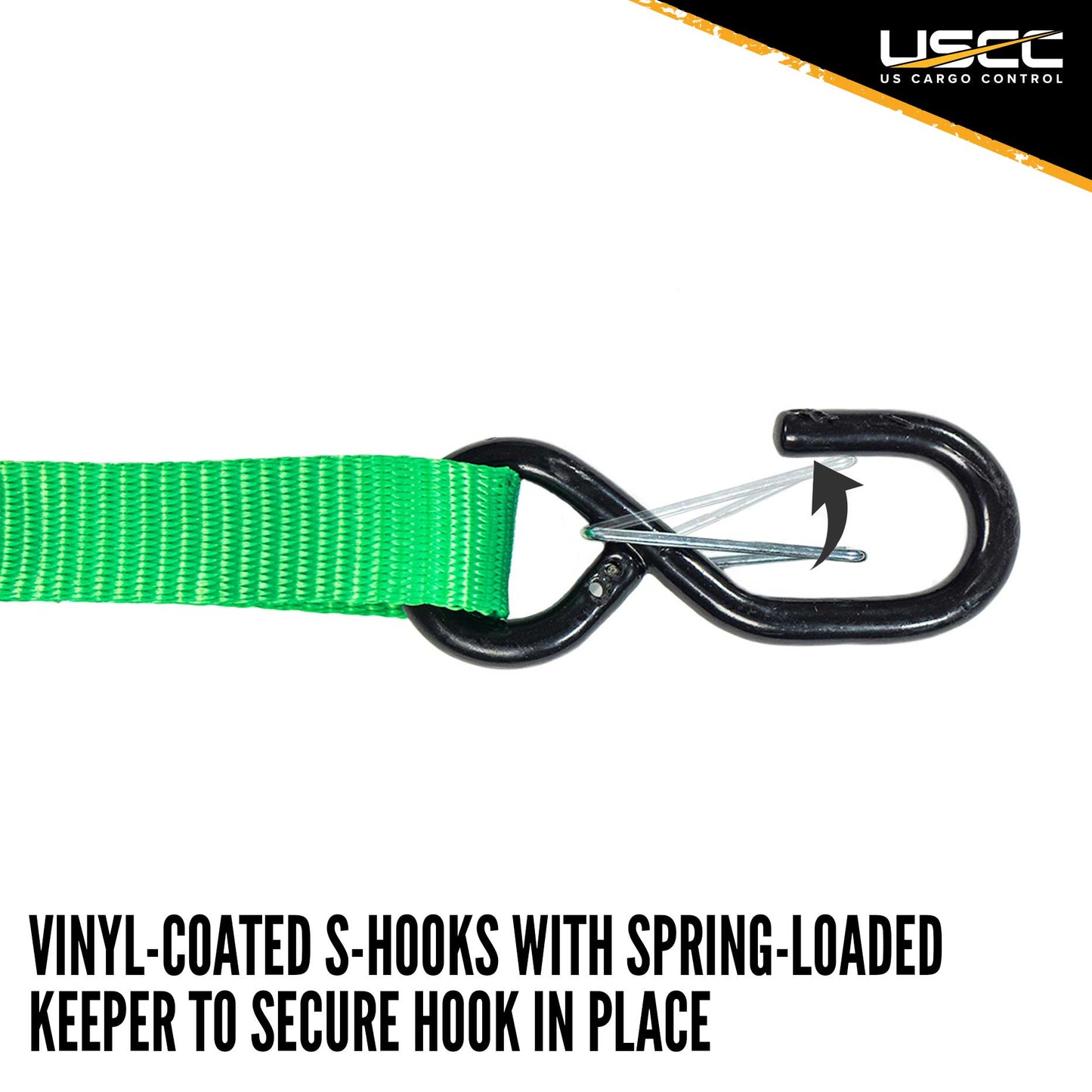 1" x 15' Green Ratchet Strap w/ S-Hook and Keeper