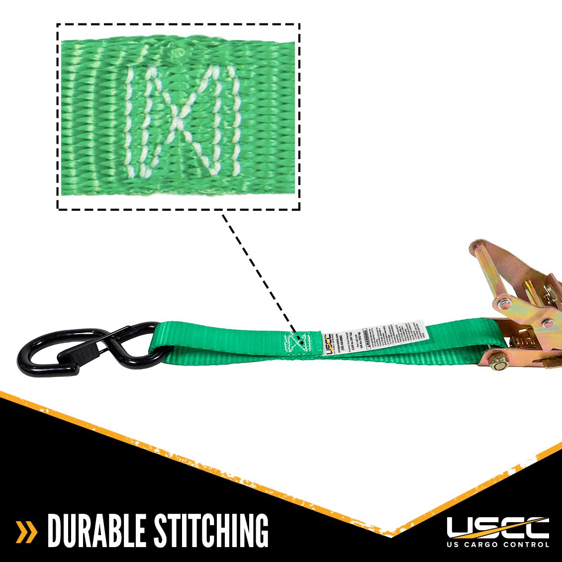 1" x 15' Green Ratchet Strap w/ S-Hook and Keeper