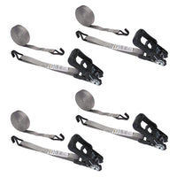1" x 20' Rubber Coated Ratchet Strap w/ Vinyl Coated Wire Hooks - 4 Pack