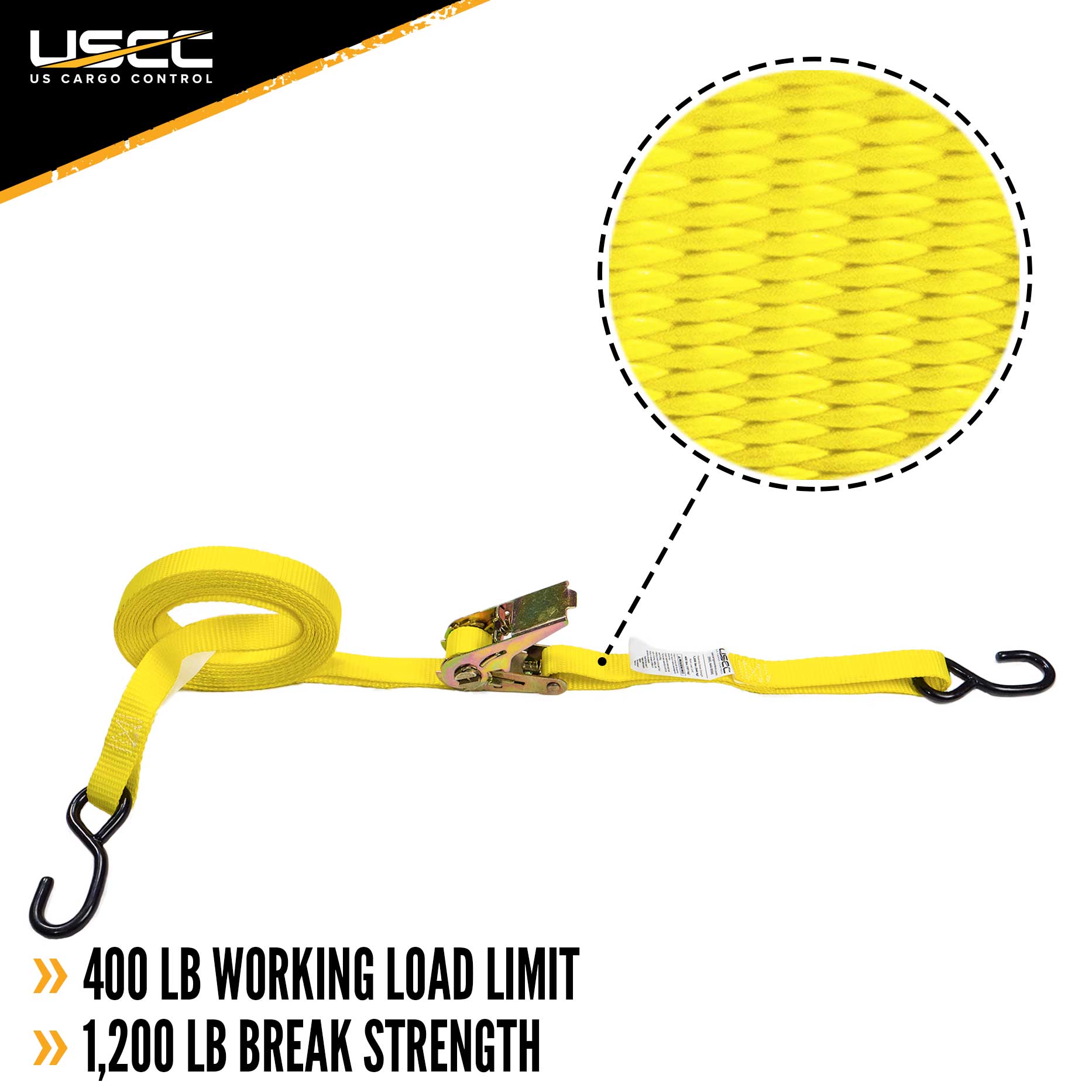 1 inch x 20 foot Ratchet Strap w SHooks (Utility) image 2 of 8