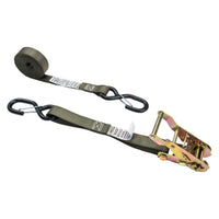 1 inch x 8 foot Olive Ratchet Strap w Vinyl Coated SHooks and Keepers image 1 of 9