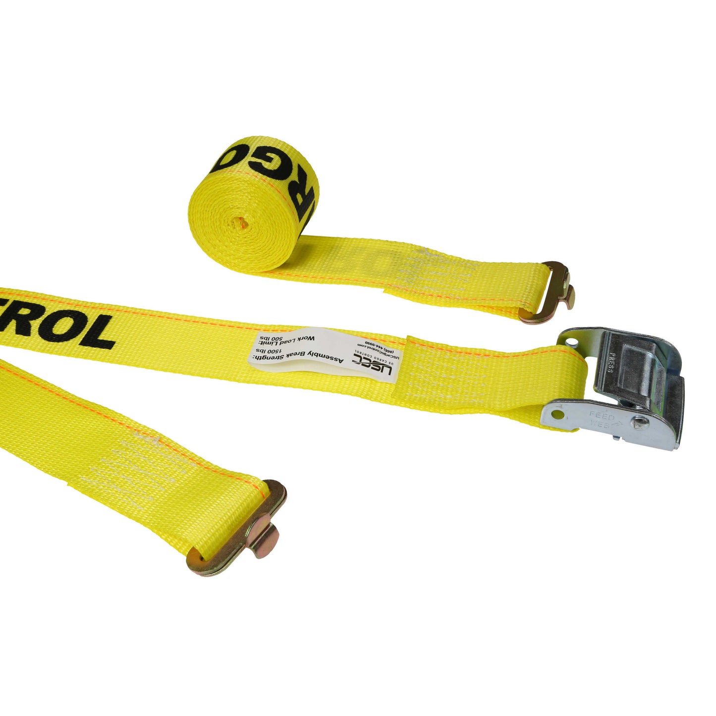 2 inch x 12 foot Yellow Cam Strap w Butterfly F Track Fittings image 1 of 4