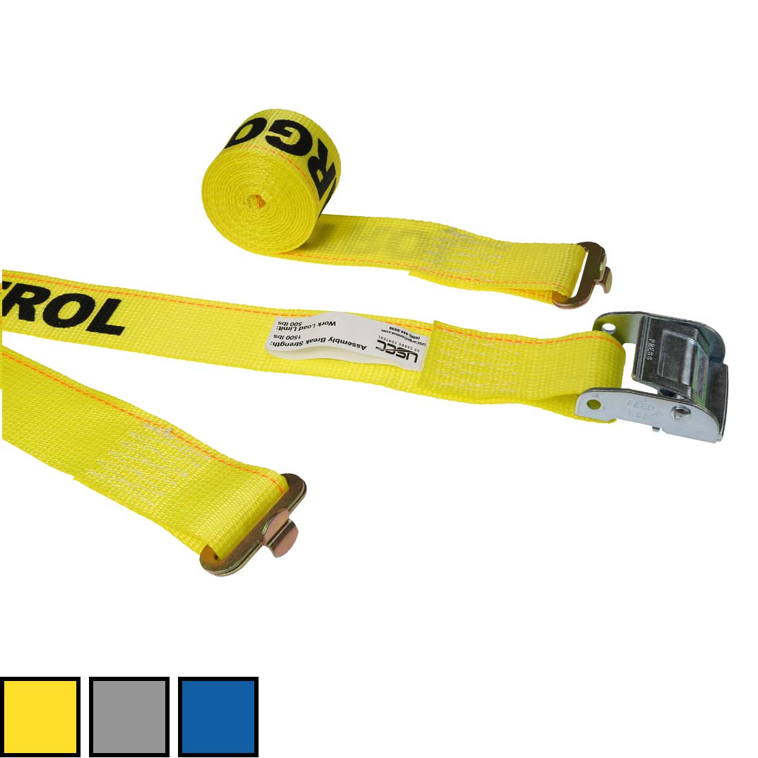 2 inch x 12 foot Yellow Cam Strap w Butterfly F Track Fittings image 4 of 4