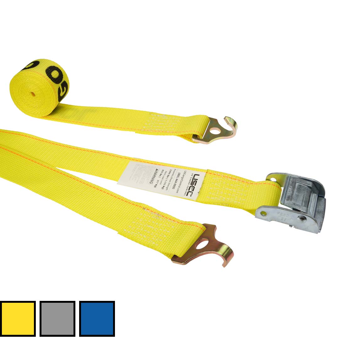 2 inch x 12 foot Yellow Cam Strap w Plate Trailer FHooks image 4 of 4