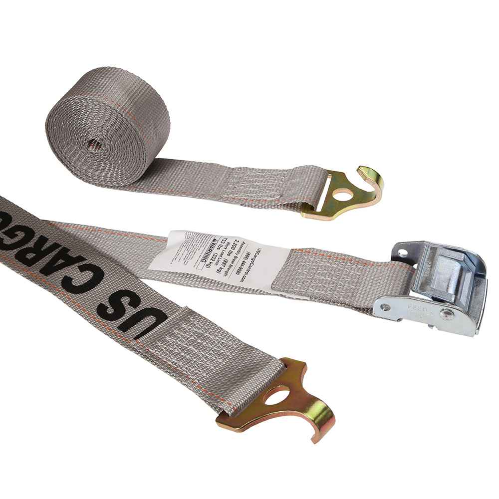 2 inch x 16 foot Gray Cam Strap w Plate Trailer FHooks image 1 of 3