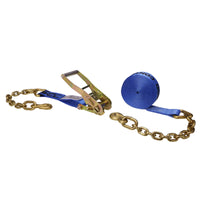 2 inch x 30 foot Blue Ratchet Strap w Chain Extension