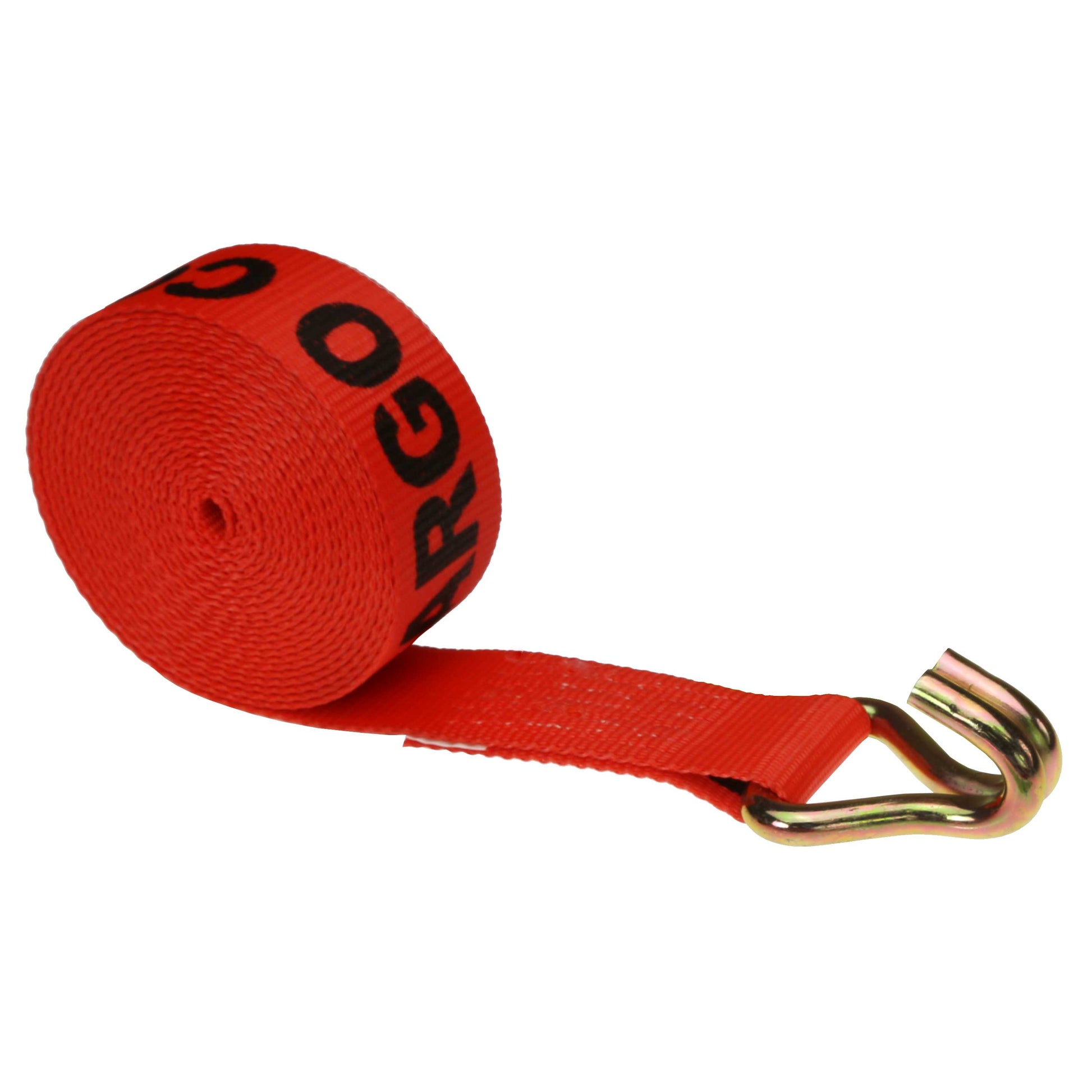 2 inch x 20 foot Red Winch Strap with Wire Hook