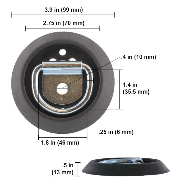 (4 pack) Surface Mount or Recessed Mounting Rope Ring - 1,200 lbs - image 3