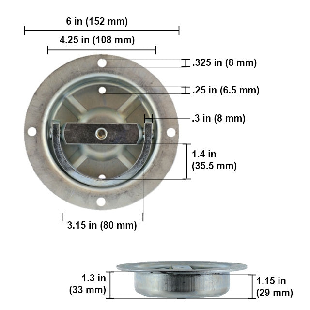 (4 pack) 360 Degree Rotating Recessed Pan Fitting - 6,000 Lbs. - image 3