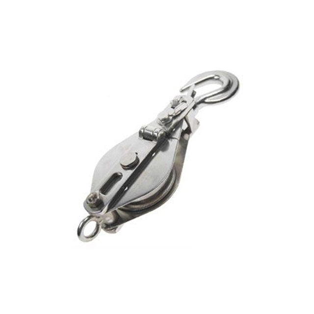 Snatch Block w/ Hook & Brass Bushing T304 SS 1/2" x  3"