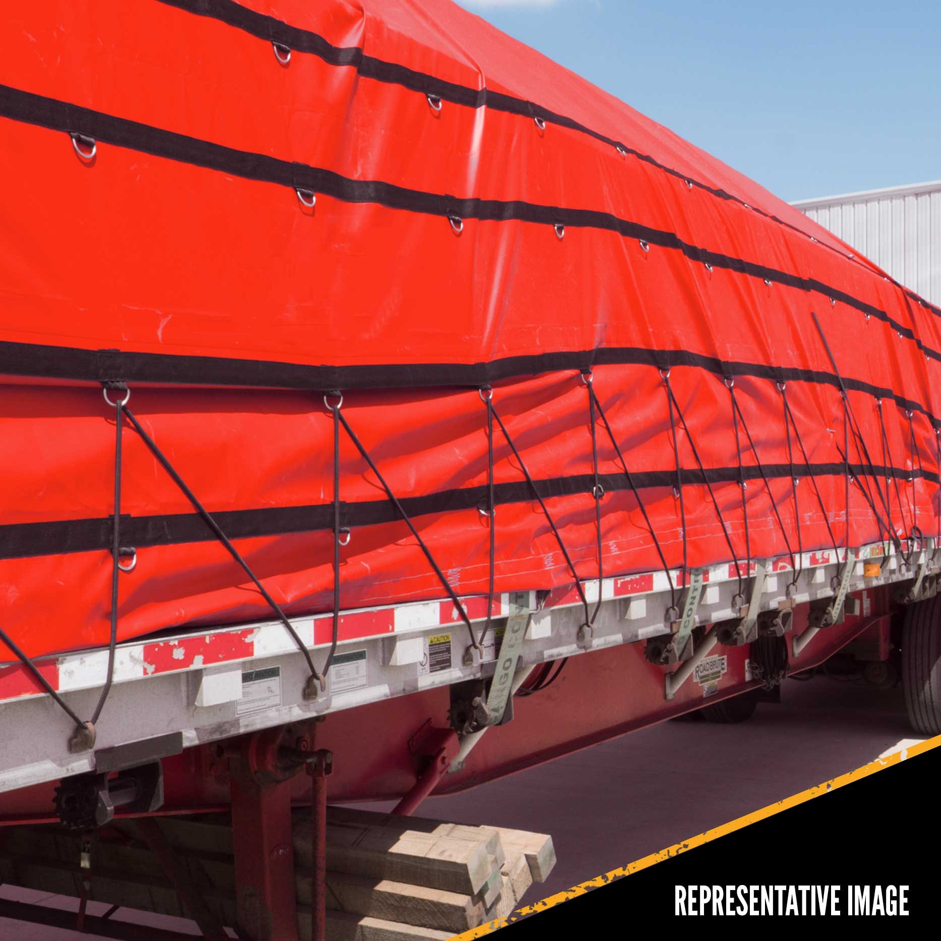 Heavy Duty Lumber Tarp 20 foot x 28 foot (6 foot Drop & Flap) 18 oz Red Tarp image 7 of 9