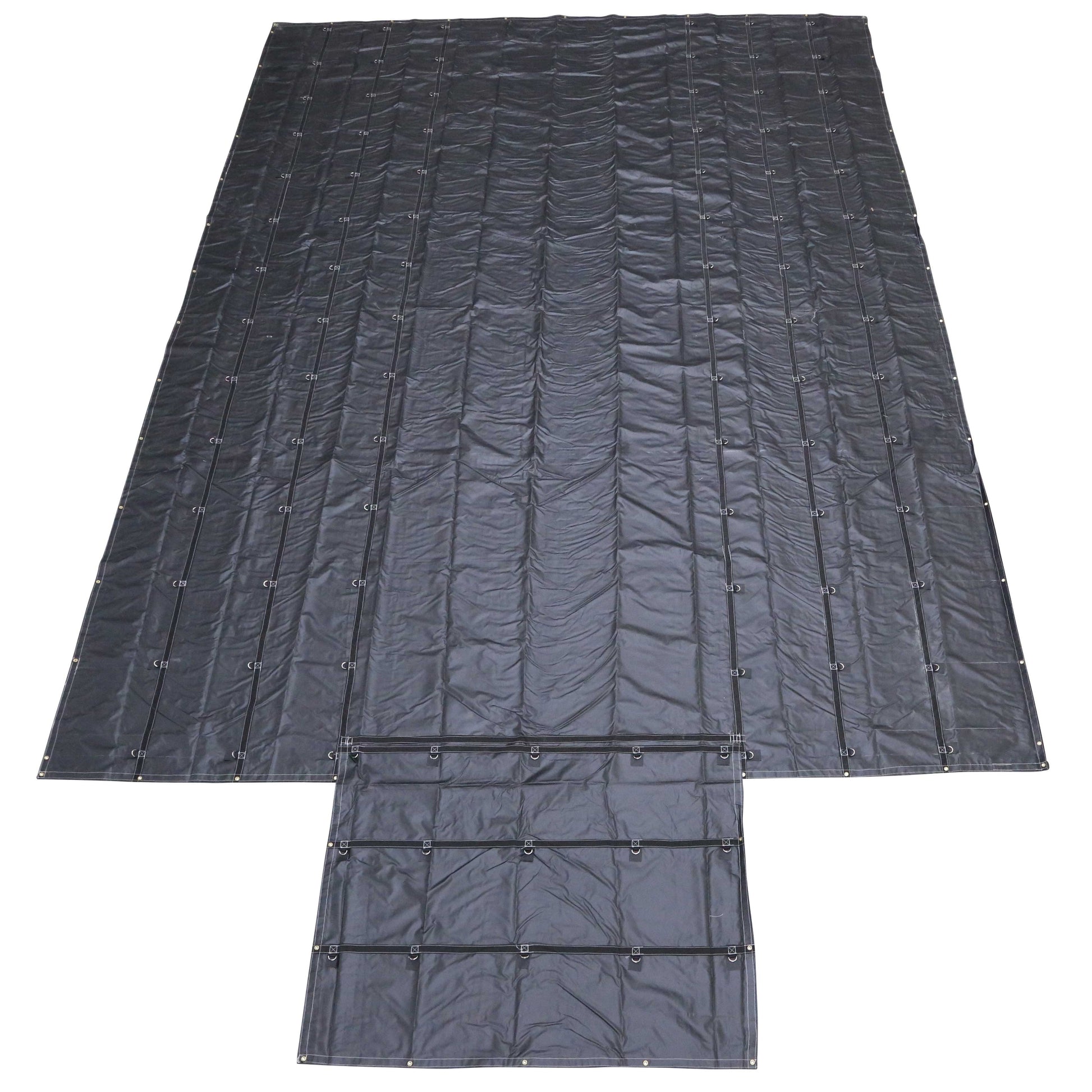 Lightweight Lumber Tarp 20 foot x 28 foot (6 foot Drop & Flap) 14 oz Black Tarp image 1 of 9