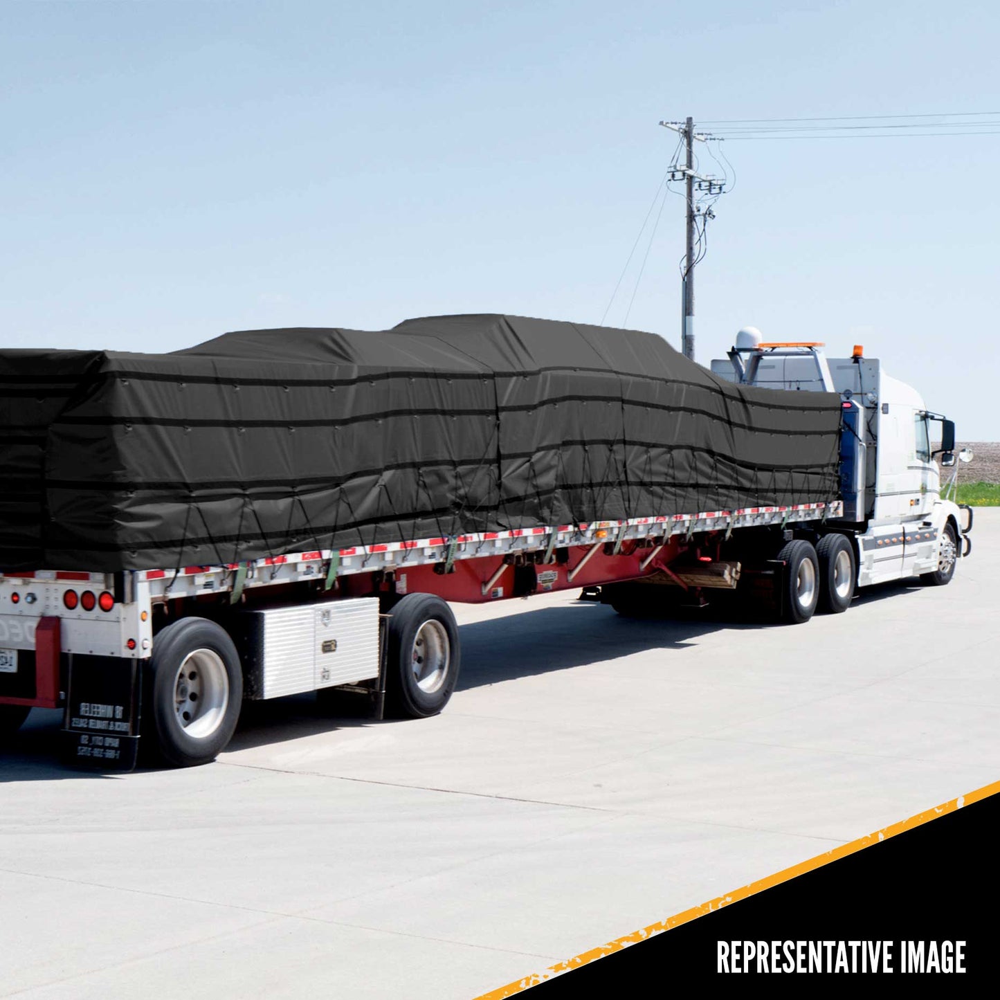 Lightweight Lumber Tarp 20 foot x 28 foot (6 foot Drop & Flap) 14 oz Black Tarp image 9 of 9