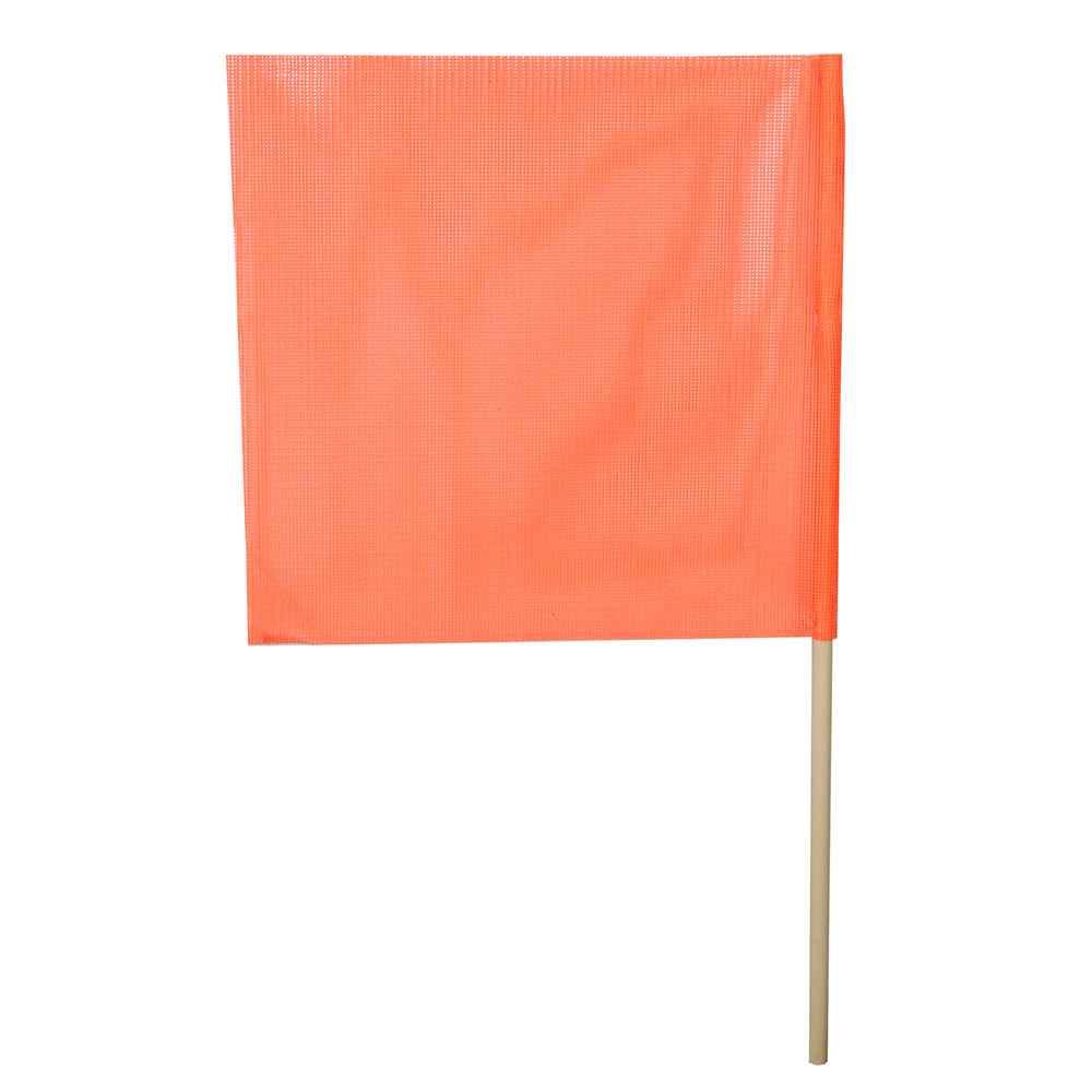 Orange Vinyl Coated Mesh Safety Flag w/32" Dowel: 18" x 18"- DOT Compliant