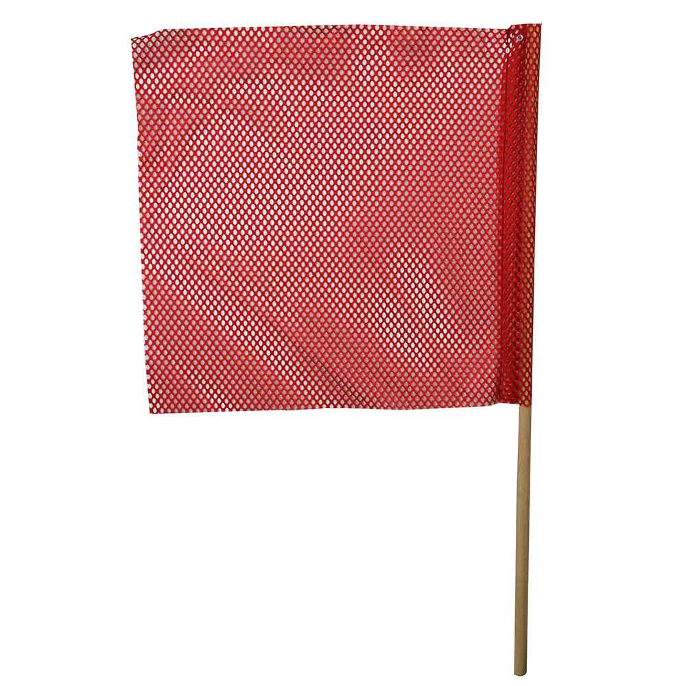Red Jersey Mesh Safety Flag w/ 32" Dowel: 18" x  18"- DOT Compliant