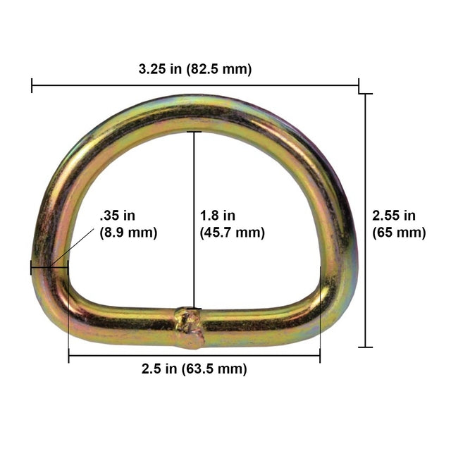 2" Yellow Zinc D-Ring - Break Strength 10,000 lbs - image 2