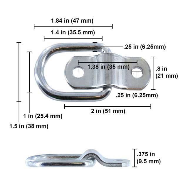 US Cargo Control MR9SS 1 Mounting Ring Stainless Steel T316 - 800 lbs