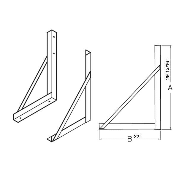 Zinc Plated Steel Mounting Brackets for 24" Deep Tool Box