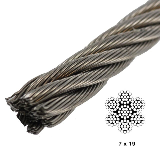 1/4" 7x19 Type 316 Stainless Steel Wire (by Linear Foot)