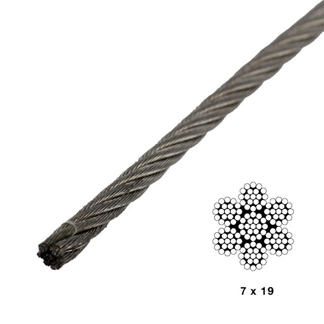 3/16" 7x19 Type 316 Stainless Steel Wire (by Linear Foot)