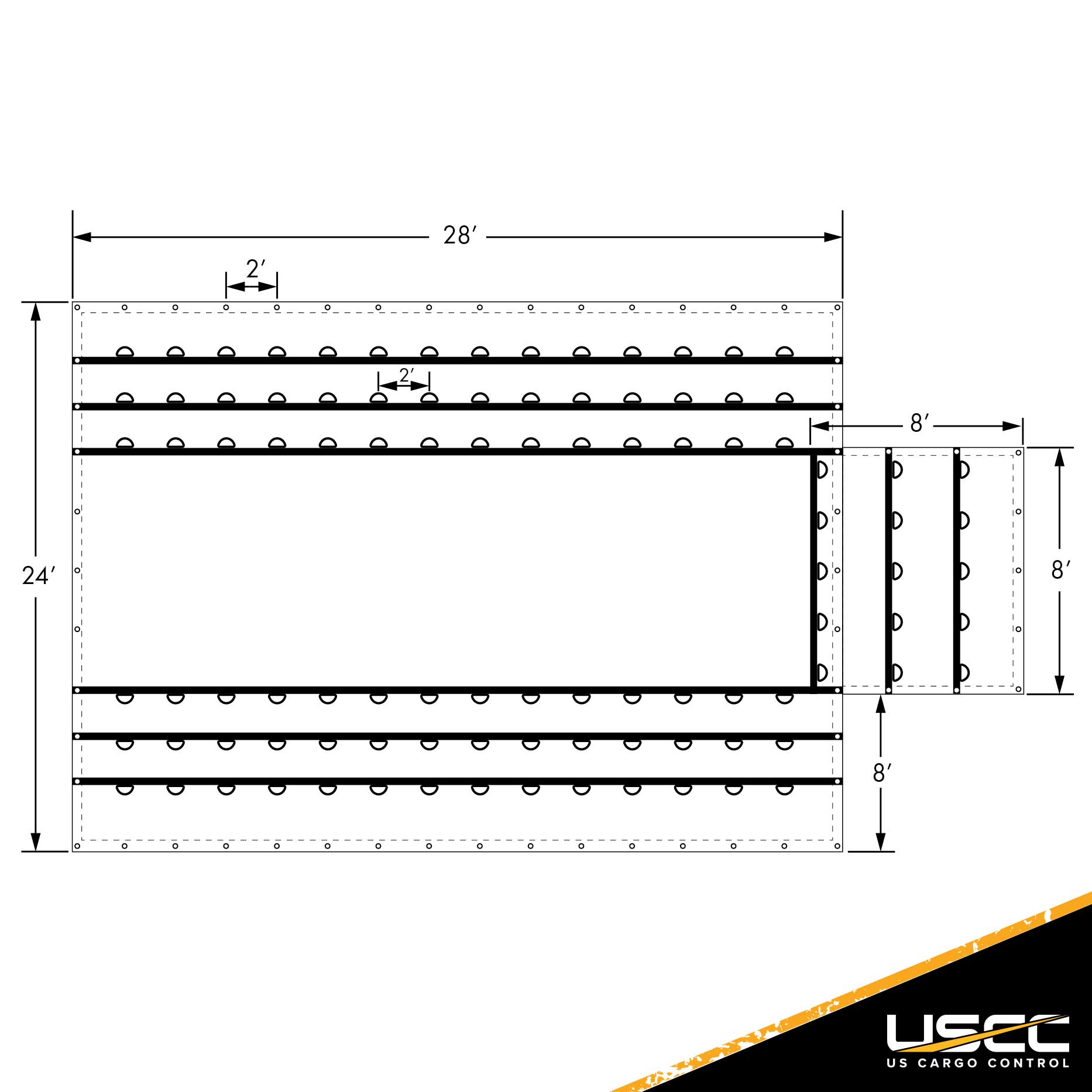 Heavy Duty Lumber Tarp 24 foot x 28 foot (8 foot Drop & Flap) 18oz Black Tarp image 4 of 9