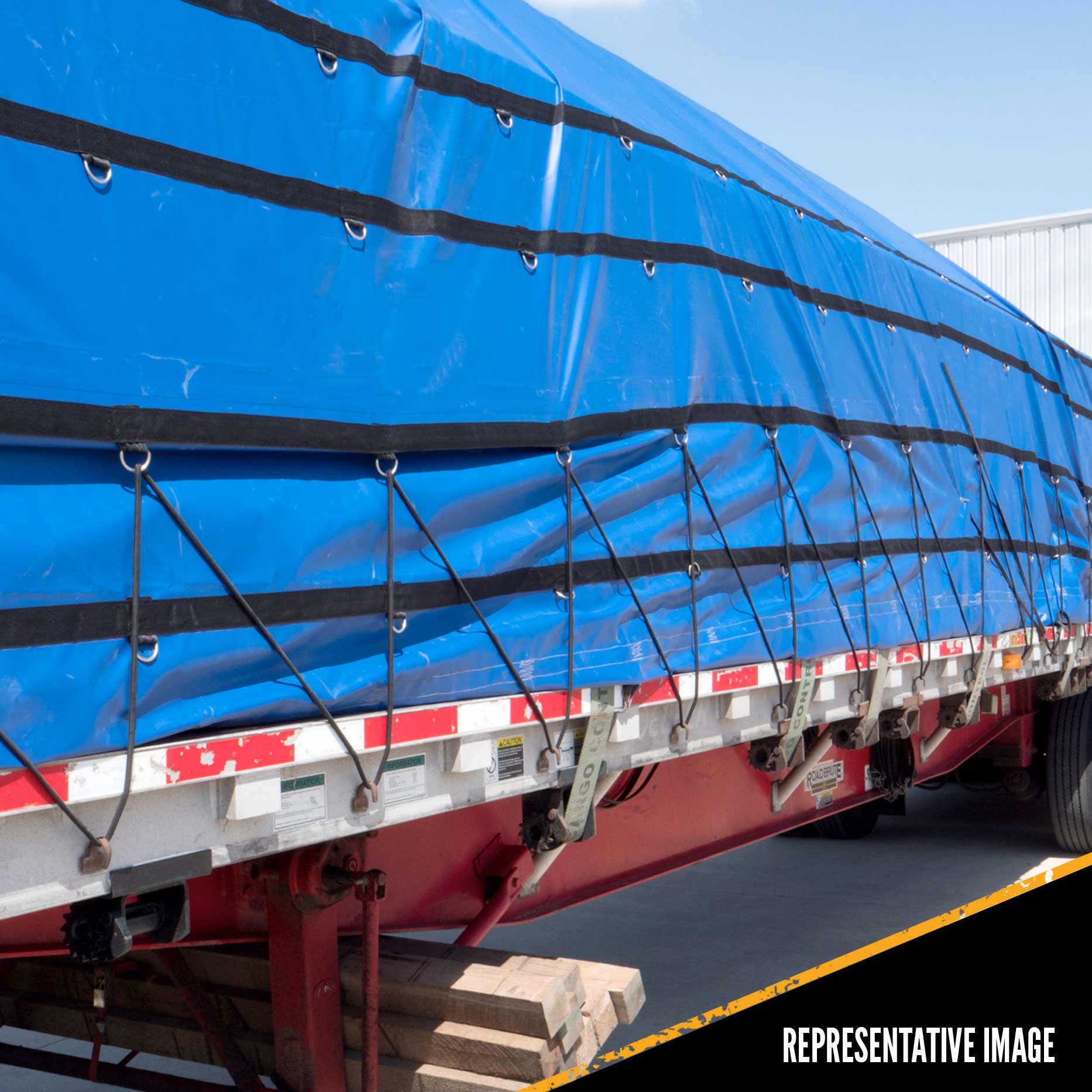 Heavy Duty Lumber Tarp 24 foot x 28 foot (8 foot Drop & Flap) 18 oz Blue Tarp image 7 of 9