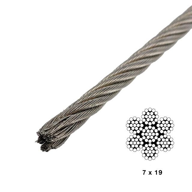 5/32" 7x19 Type 304 Stainless Steel Wire (by Linear Foot)