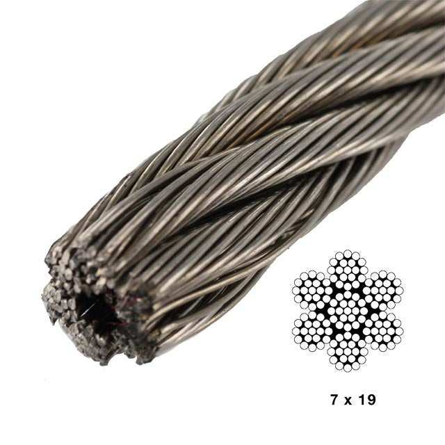 3/8 7x19 Type 304 Stainless Steel Wire (by Linear Foot)
