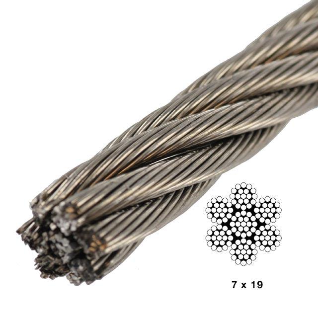 5/16" 7x19 Type 316 Stainless Steel Wire (by Linear Foot)