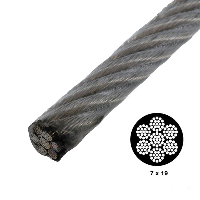 3/8" 7x19 Vinyl Coated Stainless Steel Wire (by Linear Foot)