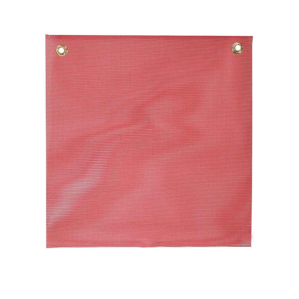 Red Vinyl-Coated Mesh Safety Replacement Flag: 18" x 18" - DOT Compliant