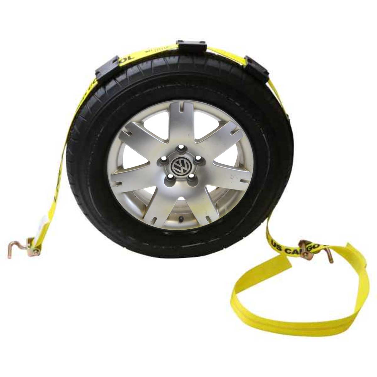 2 inch x 10 foot OEM Replacement Wheel Strap w 2 Swivel J Hooks w 90 angle & 3 Adjustable Rubber Cleats image 1 of 8