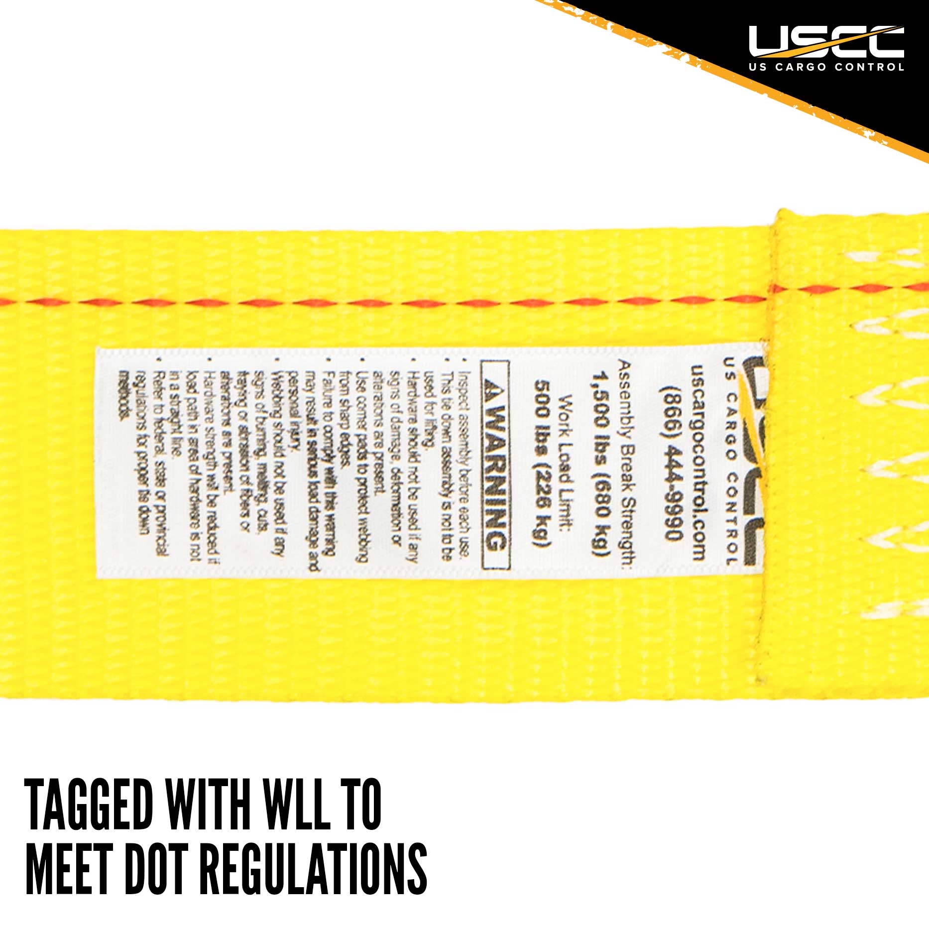 2" x 12' Yellow Ratchet Strap w/Butterfly F Track Fittings