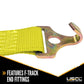 2" x 12' Yellow Ratchet Strap w/ F-Track Plate Trailer Hooks