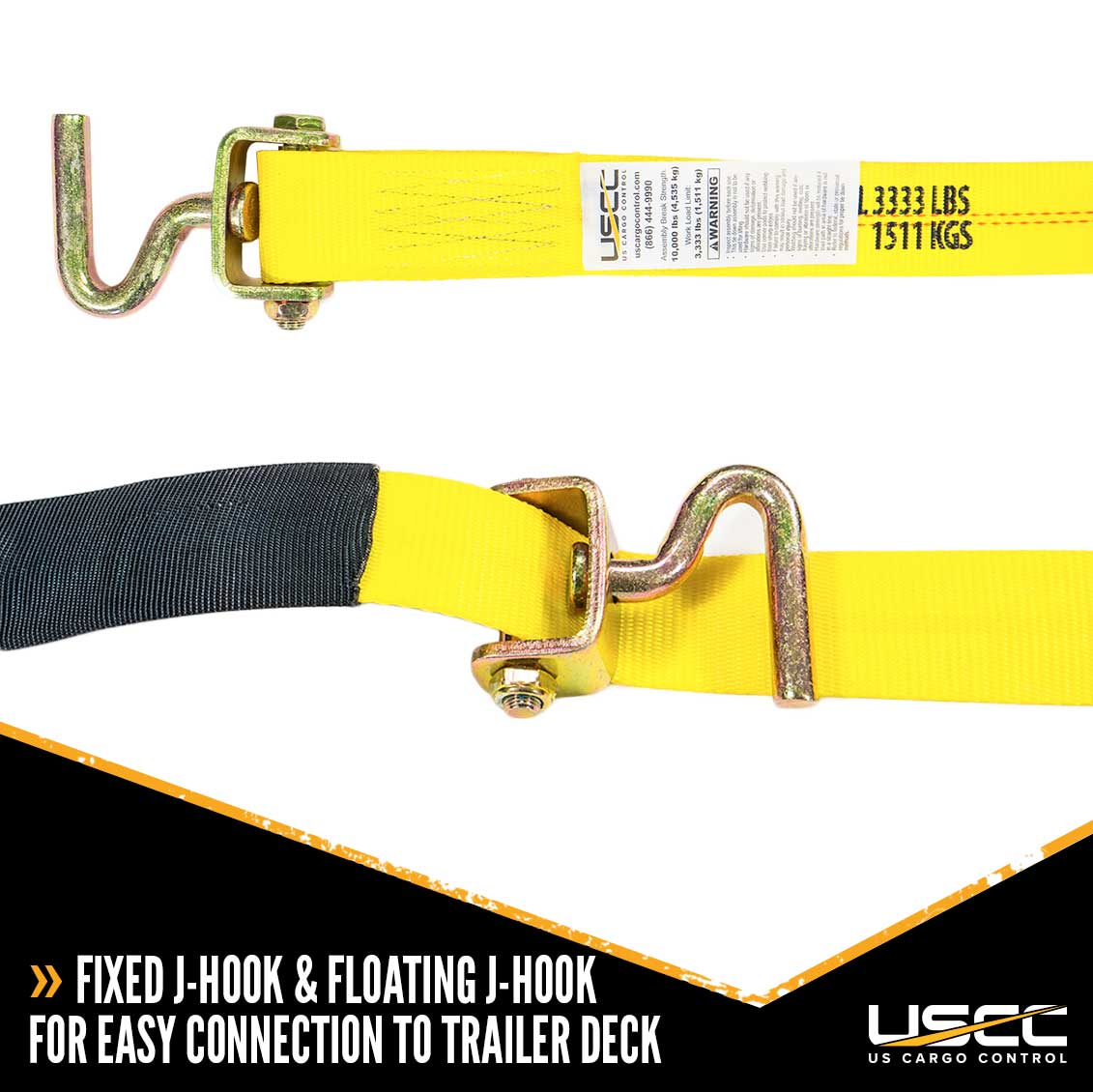 2 inch x 14 foot OEM Replacement Wheel Strap with 2 Swivel J Hooks w 90 angle & 3 Adjustable Rubber Cleats image 4 of 8