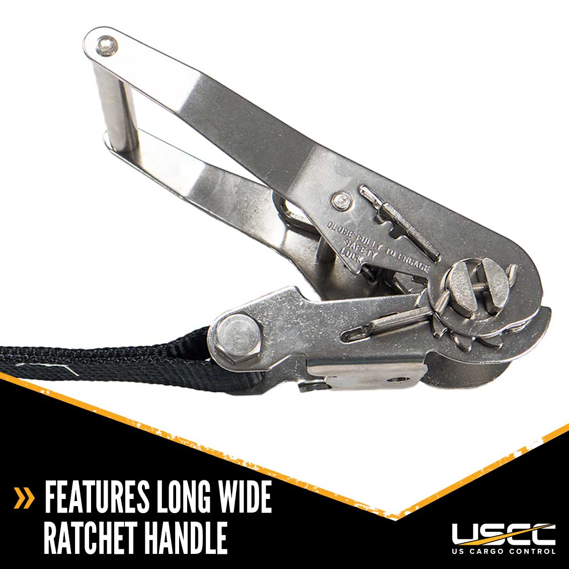 2" x 15' Black Stainless Steel Endless Ratchet Strap